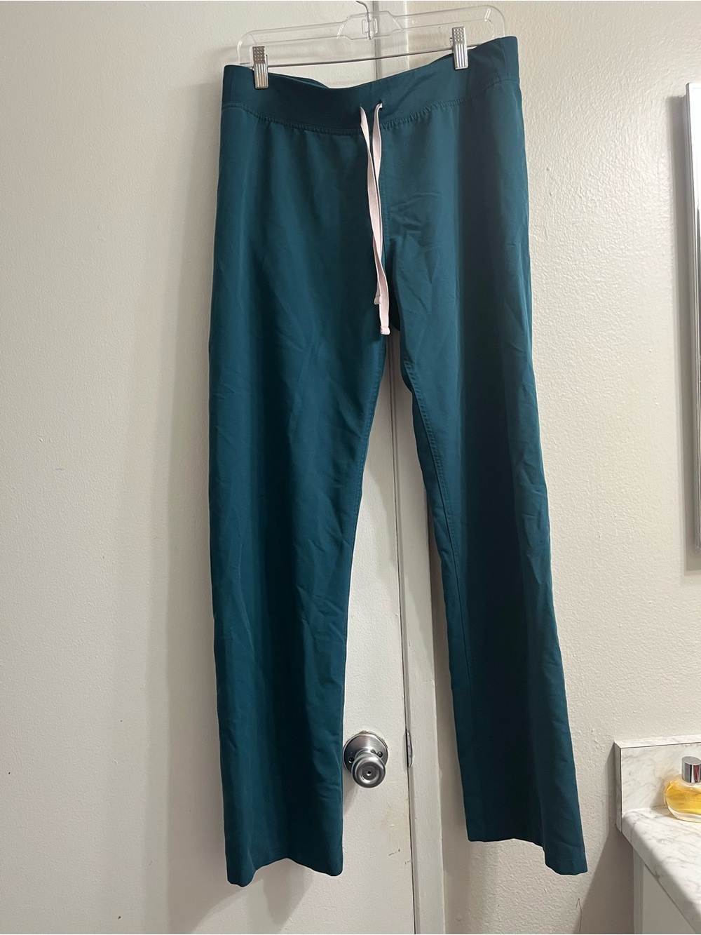Figs Teal Drawstring Joggers with White Cord